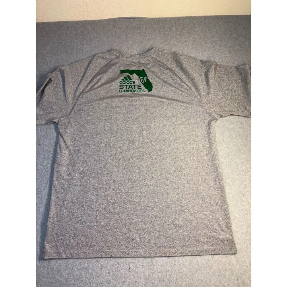 adidas Tee Shirt Mens Large Gray Climaire Speed Rich Short Sleeve State Champion